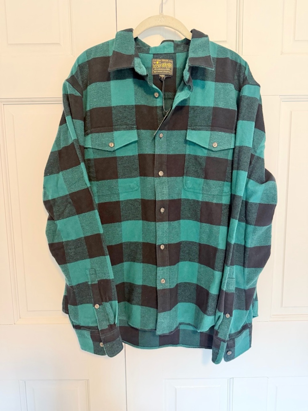 Lucky Brand Buffalo Plaid Flannel Shirt Men's XL NWT Saturday‎ Stretch